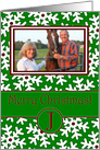 Merry Christmas Photo Card Family Name J, Snow Crystals card