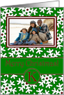 Merry Christmas Photo Card Family Name K, Snow Crystals card