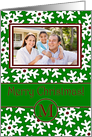 Merry Christmas Photo Card Family Name M, Snow Crystals card