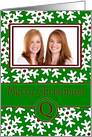 Merry Christmas Photo Card Family Name Q, Snow Crystals card