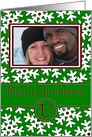 Merry Christmas Photo Card Family Name U, Snow Crystals card