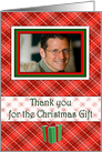 Thank you for Christmas Gift Photo Card, Red Tartan Pattern card