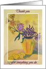 Thank You for Secretaty, Vase Flowers Painting card