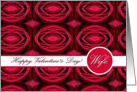 Valentine’s Day for Wife, Red Roses Geometric Pattern card