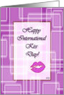 Happy International Kiss Day, Lips Purple Geometric Maze card