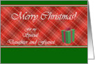Christmas for Daughter and Fiance, Gift Box and Red Tartan card