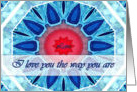 I Love You for Husband, Red and Blue Mandala card