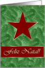 Portuguese Christmas, Red Star on Spruce Sprigs card