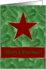 Merry Christmas, Red Star on Spruce Sprigs card