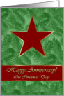 Happy Anniversary on Christmas Day, Red Star on Spruce Sprigs card