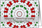 Happy Anniversary on Christmas Eve, Red and Green Stars Mandala card