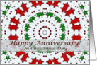 Happy Anniversary on Christmas Day, Red and Green Stars Mandala card