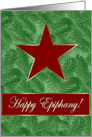 Happy Epiphany, One Red Stars on Spruce card