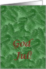 Danish Merry Christmas, Green Spruce and Red Greetings card