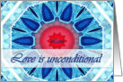 Love is Unconditional, Blue Aqua and Red Mandala card