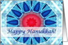 Jewish Happy Hanukkah, Blue Aqua and Red Mandala card
