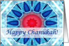 Jewish Happy Chanukah, Blue Aqua and Red Mandala card