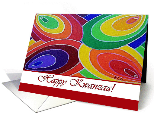 Happy Kwanzaa from Couple, Spirals in Rainbow Colors Painting card