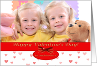 Valentine’s Day Photo Card for Grandmother, Pink Hearts and Red Bow card