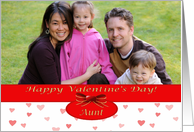 Valentine’s Day Photo Card for Aunt, Pink Hearts and Red Bow card