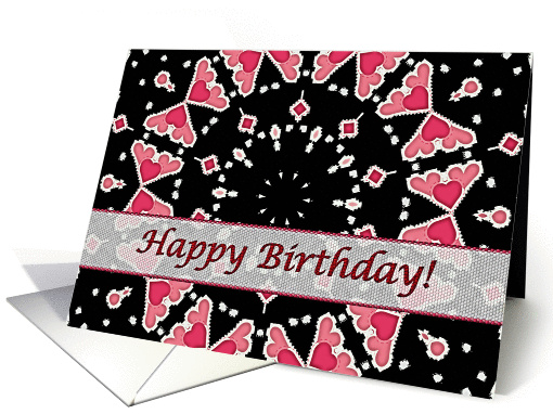 Happy Birthday for Daughter, Three Pink Hearts Mandala card (1026169)