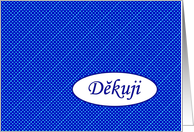 Czech Thank You, Aqua Dots on Blue card