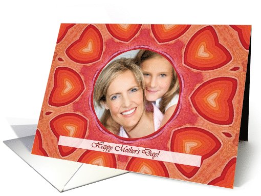 Happy Mother's Day Photo Card, Orange Hearts Mandala card (1027875)