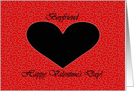 Valentine’s Day for Boyfriend, Black Heart on Small Red Hearts card