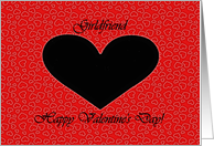 Valentine’s Day for Girlfriend, Black Heart on Small Red Hearts card