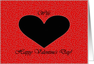 Valentine’s Day for Wife, Black Heart on Small Red Hearts card