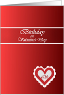 60th Birthday on Valentine’s Day, Lacy Heart on Red card