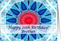 Happy 20th Birthday for Brother, Blue Aqua and Red Mandala card