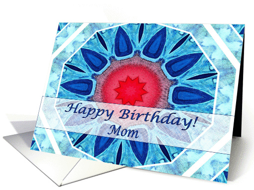 Happy Birthday for Mom, Blue Aqua and Red Mandala card (1047409)