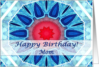 Happy Birthday for Mom, Blue Aqua and Red Mandala card