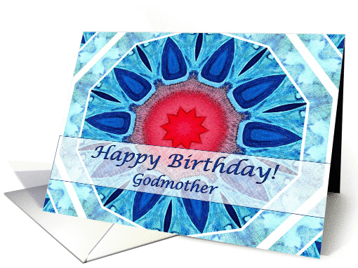 Happy Birthday for Godmother, Blue Aqua and Red Mandala card (1047411)