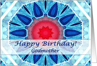 Happy Birthday for Godmother, Blue Aqua and Red Mandala card