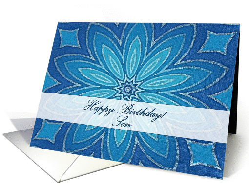 Happy Birthday for Son, Blue Petals Mandala card (1047505)