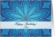 Happy Birthday for Son, Blue Petals Mandala card