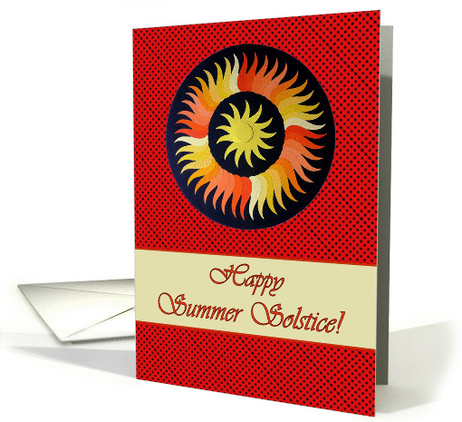 Summer Solstice, Sun Collage and Polka Dots on Red card (1083034)
