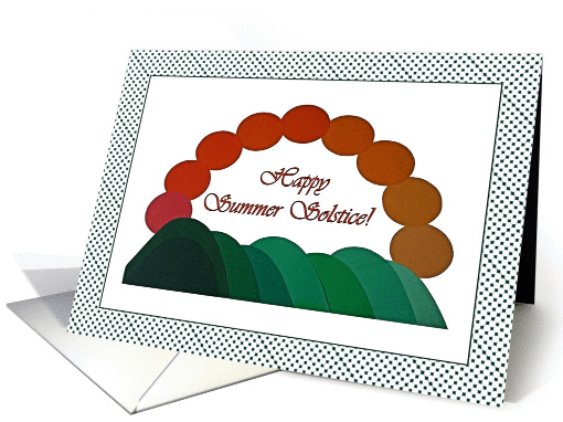 Happy Summer Solstice, Artistic Collage and Green Polka Dots card