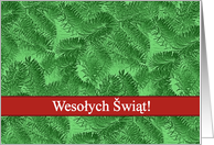 Polish Happy Holidays, Green Spruce and Red card