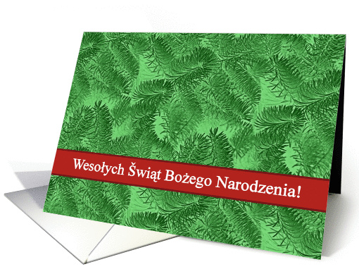 Polish Merry Christmas, Green Spruce and Red card (1167302)