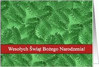 Polish Merry Christmas, Green Spruce and Red card