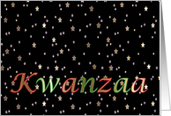 Kwanzaa from Couple Black Red Green Golden Mini Stars card