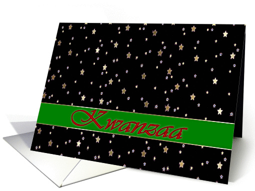 Kwanzaa Belated Green Stripe Red Black Golden Stars card (1193568)