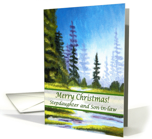 Christmas Stepdaughter Son-in-law, Spruce Forest Painting card