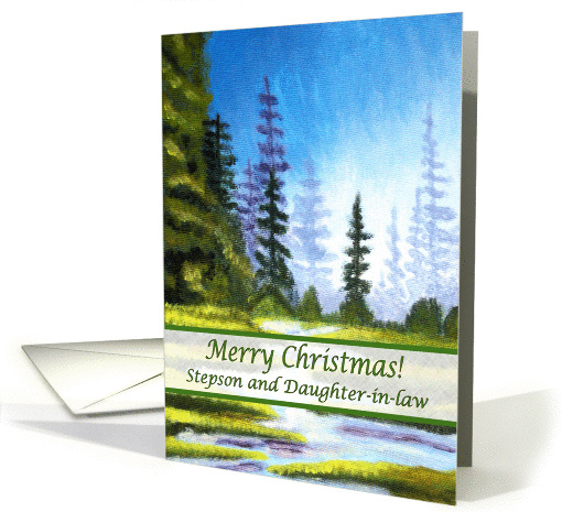 Christmas Stepson Daughter-in-law, Spruce Forest Painting card