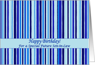 Birthday Future Son in Law Blue Tones and Aqua Stripes card