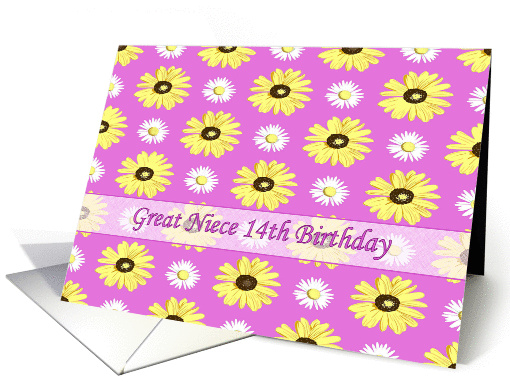 Happy 14th Birthday for Great Niece Daisies on Pink card (1220428)
