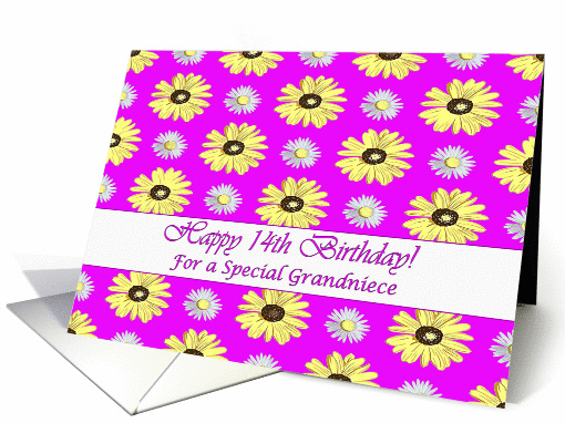 Happy 14th Birthday for Grandniece Daisies on Hot Pink card (1220430)